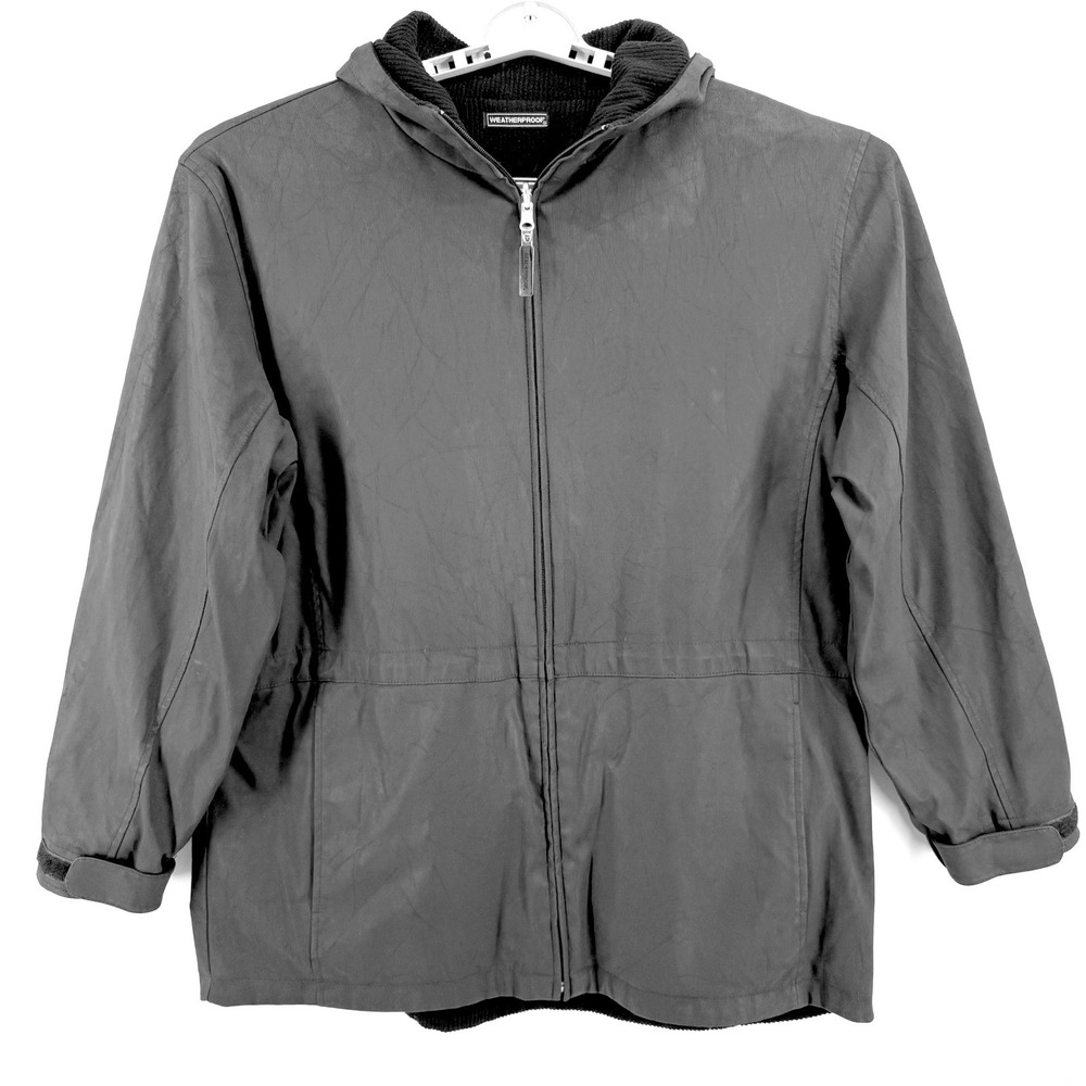 Weatherproof Reversible Jacket Coat Womens Large Full Zip Hooded Black Casual
